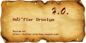 Höfler Orsolya névjegykártya